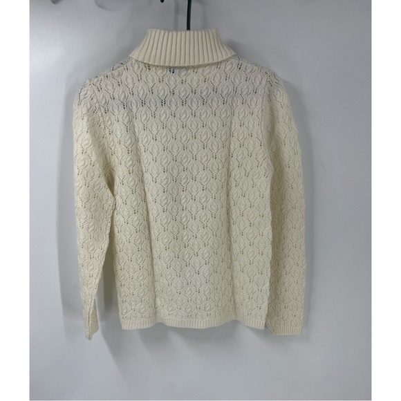 Ship’n shore vintage wool blend open knit turtleneck sweater, medium - Picture 2 of 8